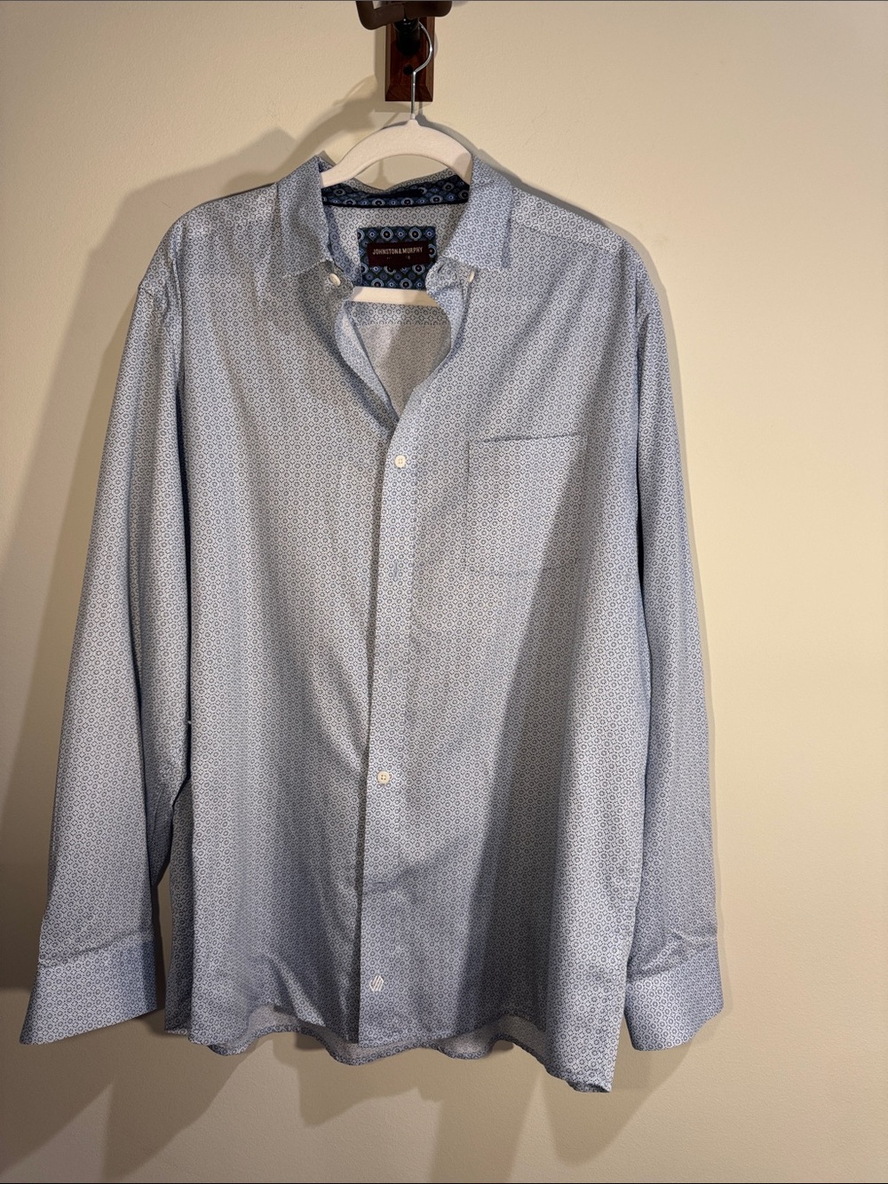 Johnston & Murphy Light Blue Micro-Pattern Button-Down Shirt